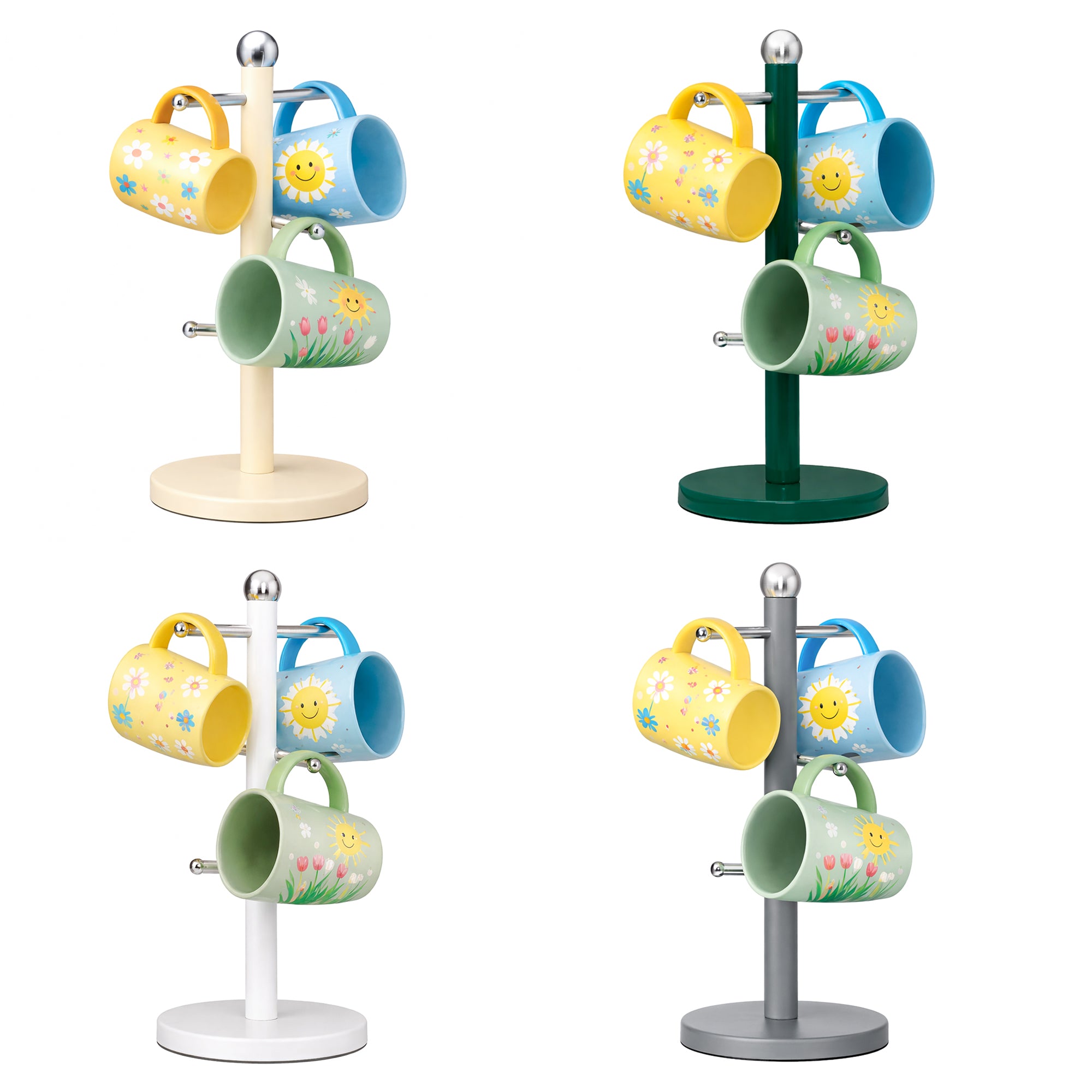 EVTSCAN Porta Tazze Ad Albero In Acciaio Inox - Supporto Per Tazze Da Caffè E Tè, Organizzatore Da Cucina 3 Rami - 3