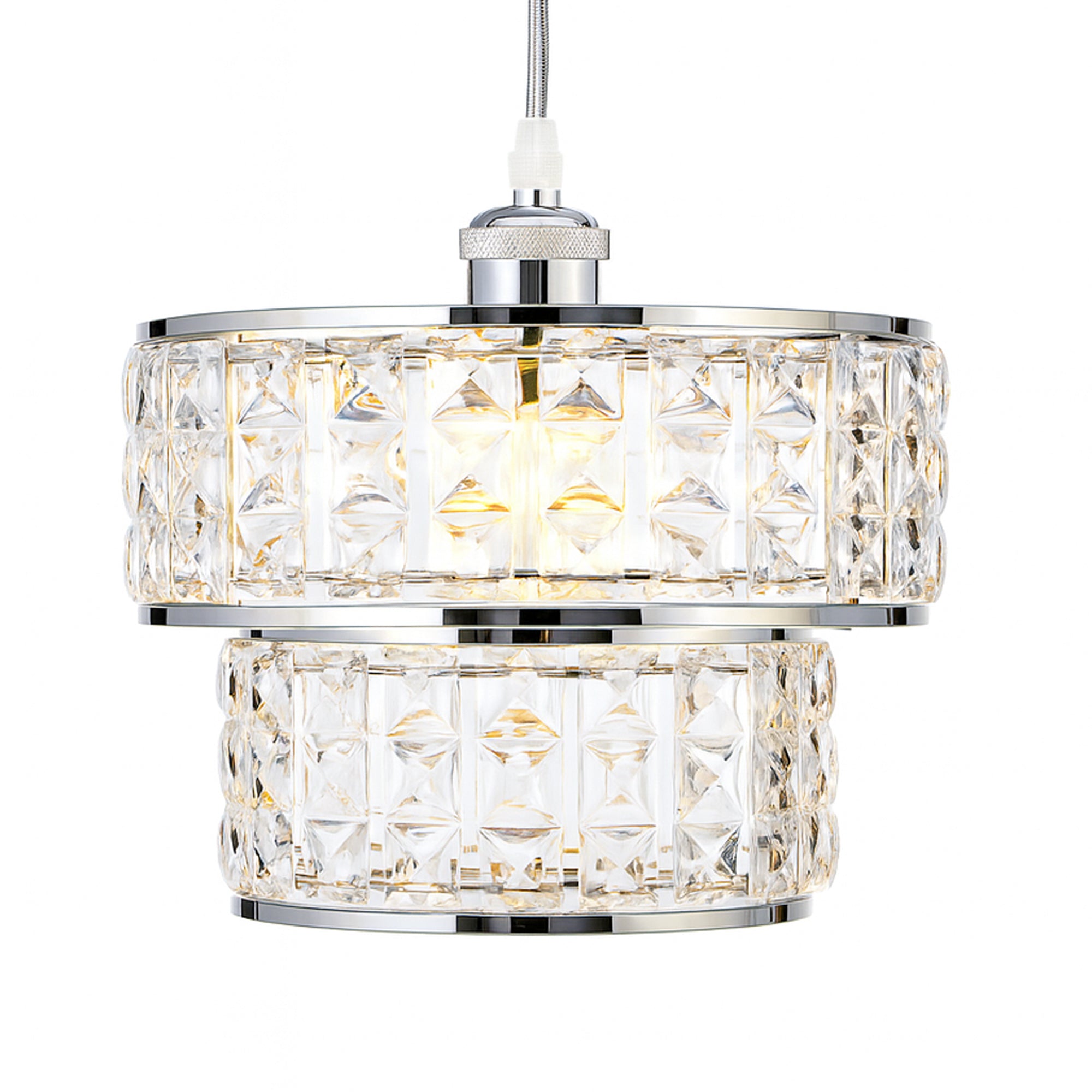 Acrylic Drum 2 Tier Lampshade