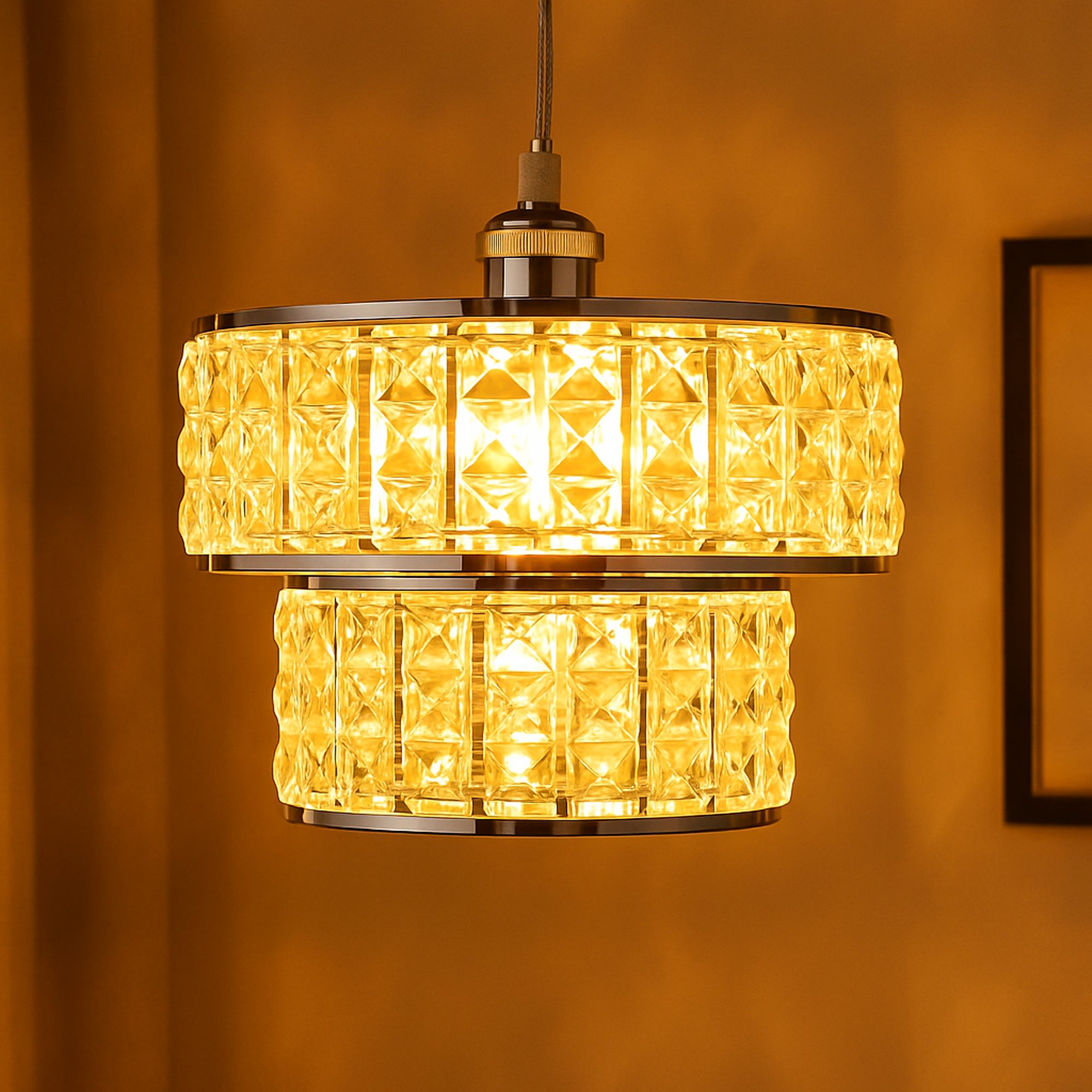 Acrylic Drum 2 Tier Lampshade