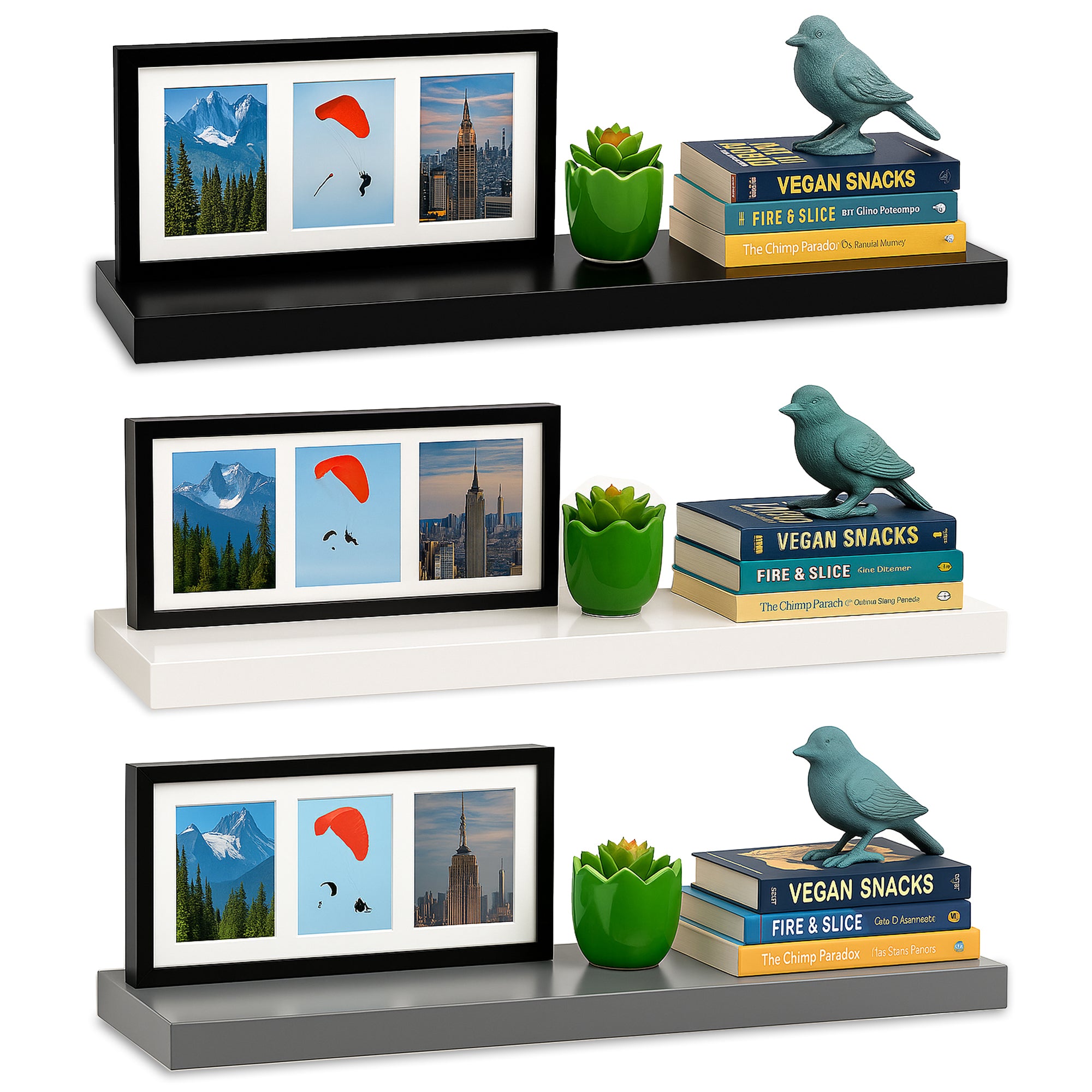 High Gloss Floating Wall Shelf - 80CM