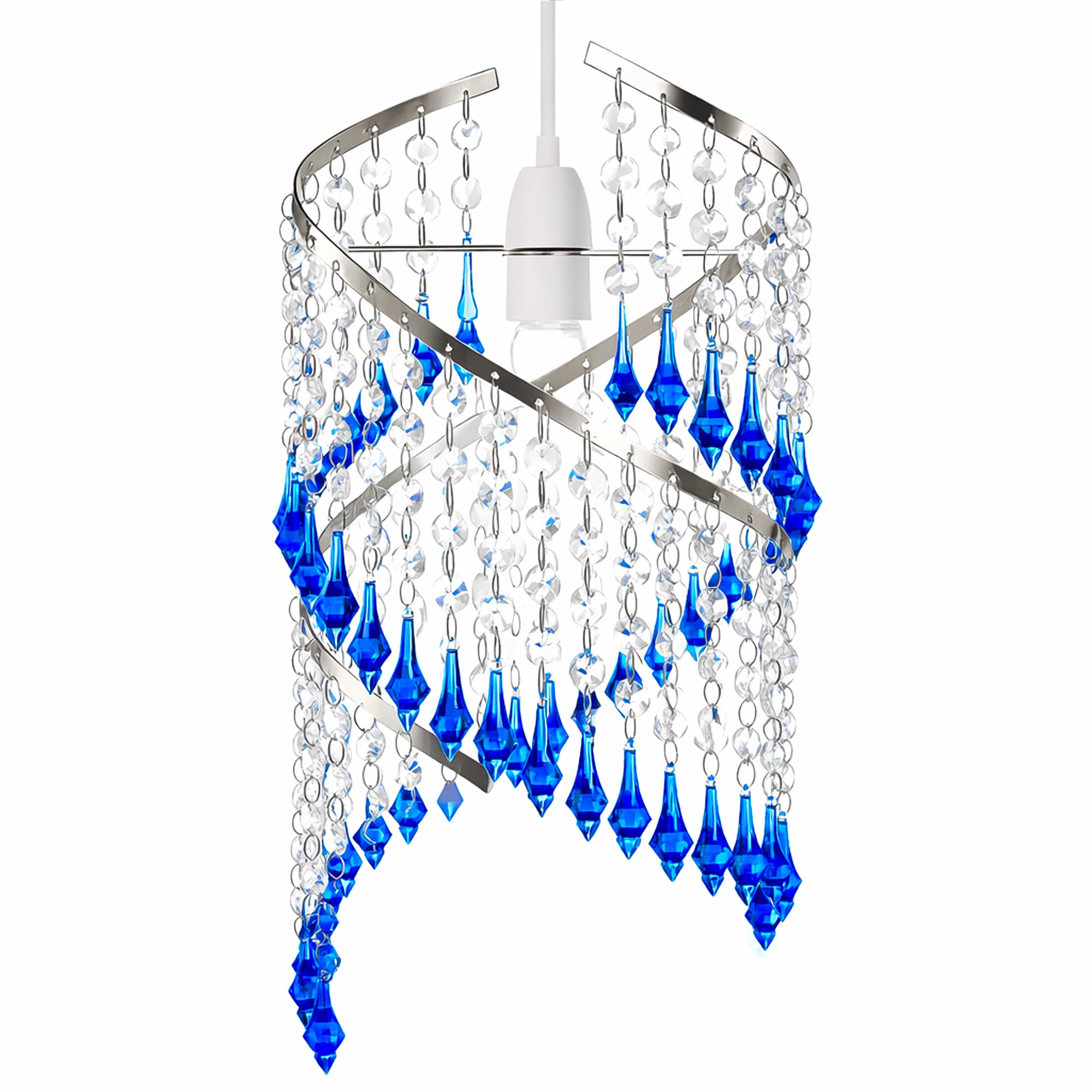 Modern Antique Lampshade with Blue Teardrops