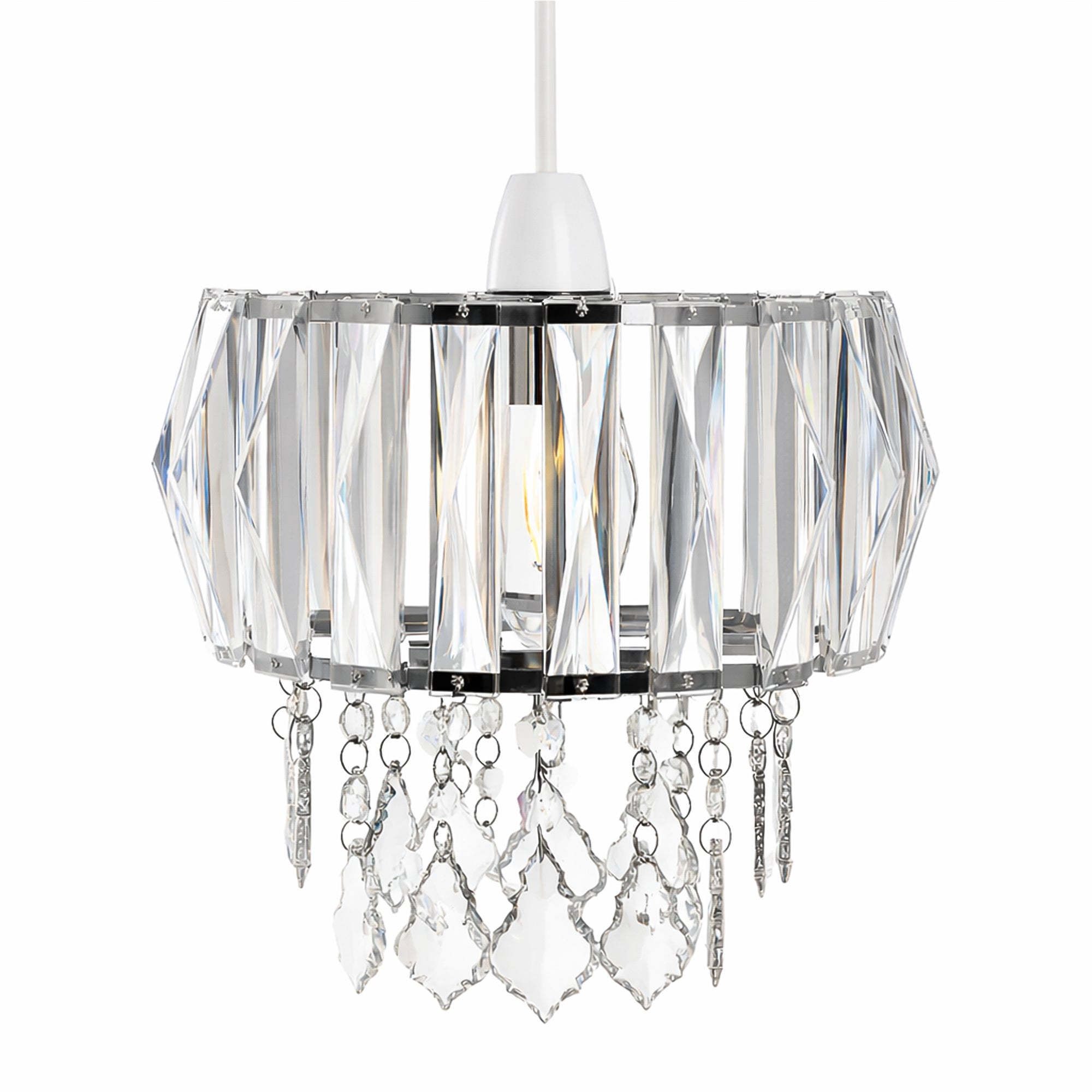 Sparkly Prismatic Drum Ceiling Shade with Acrylic Crystal Effect