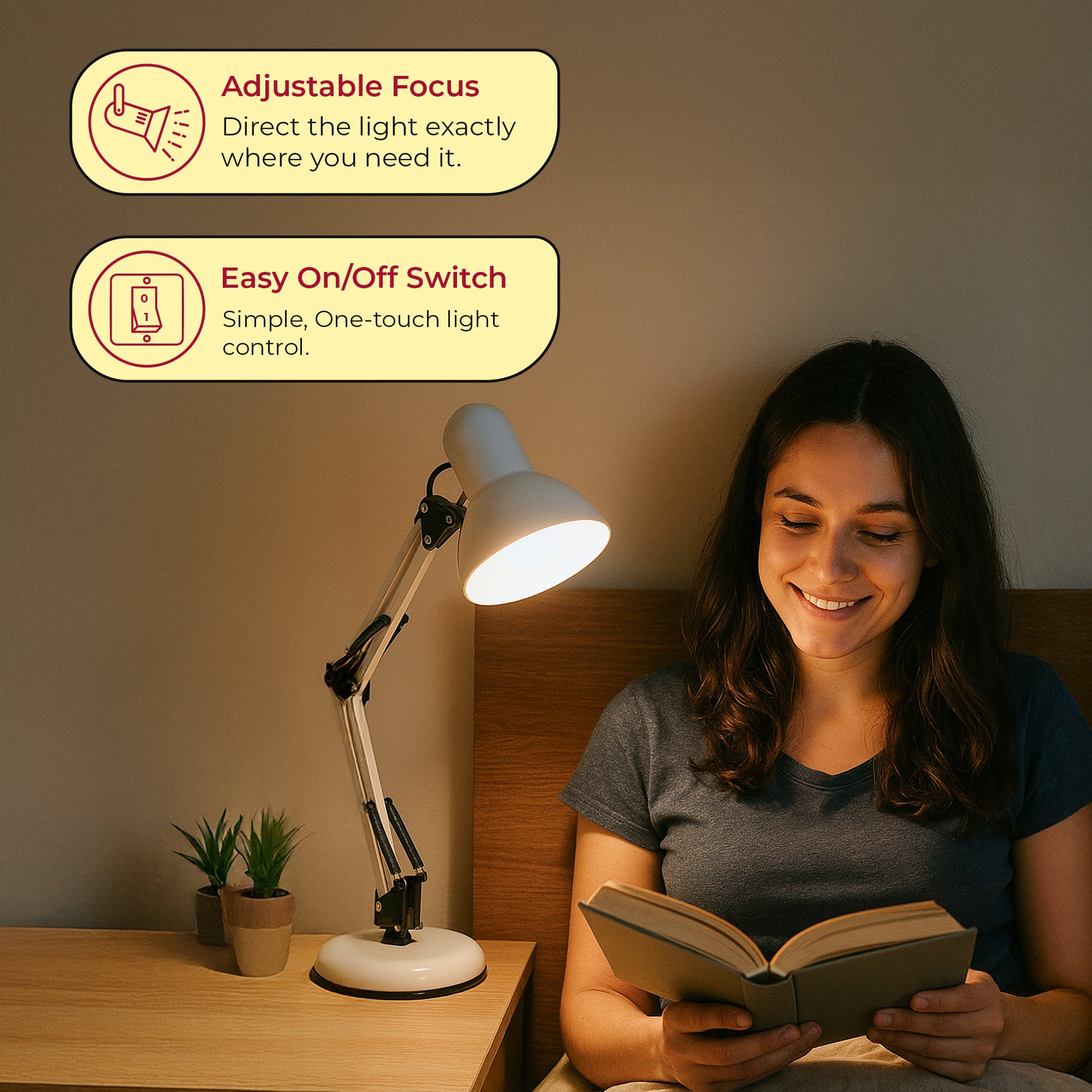 Metal Swing Arm Desk Lamp with Clamp Holder