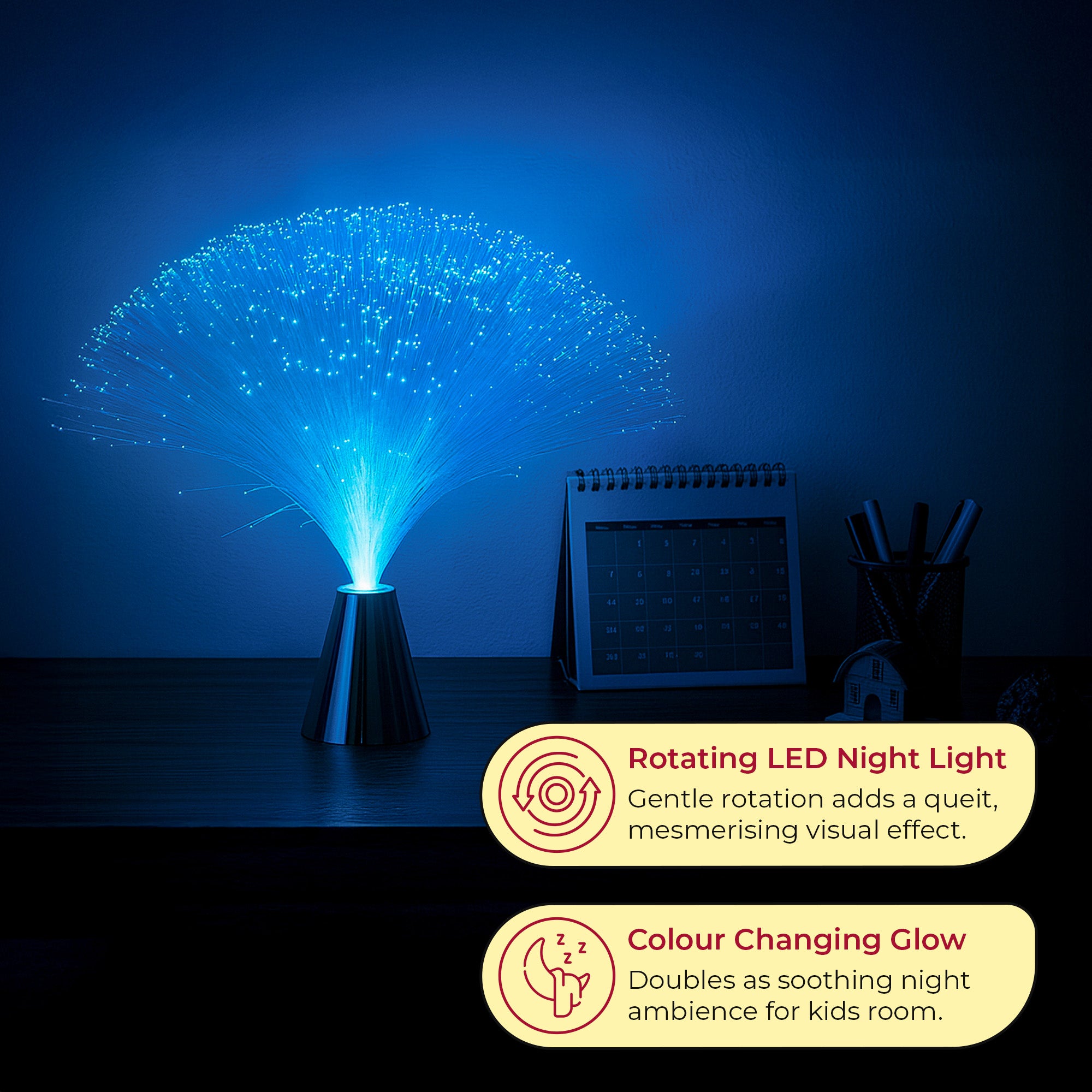 Colour Changing Rotating Fibre Optic LED Lamp
