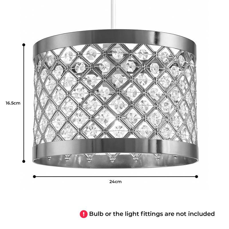 Dimensions and size specs of luxury interior pendant shade drum light fitting design.