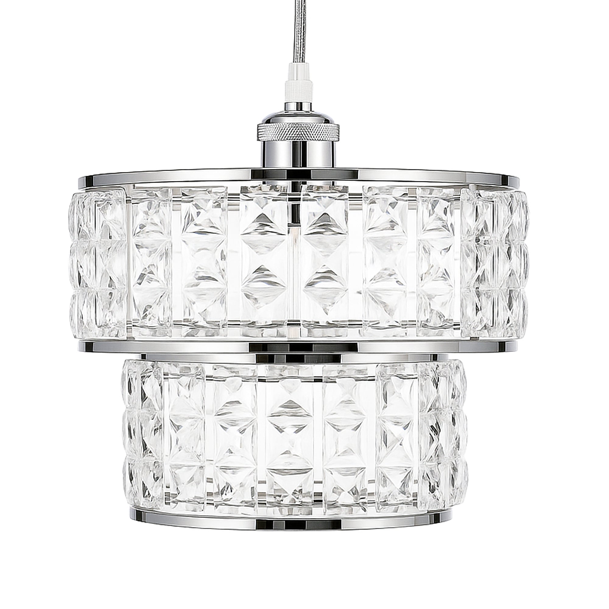 Acrylic Drum 2 Tier Lampshade