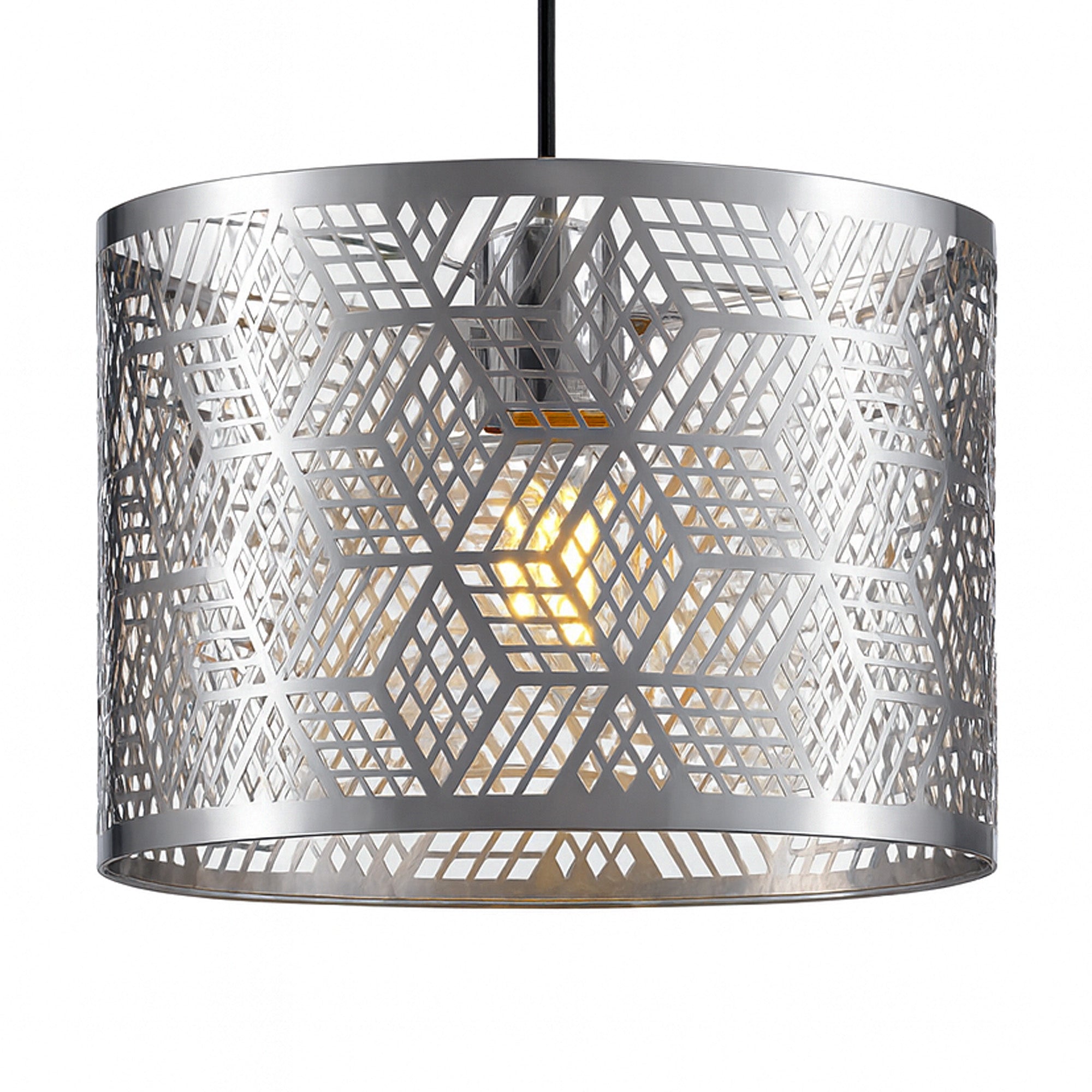 Modern Decorative Chrome Metal Drum Shade