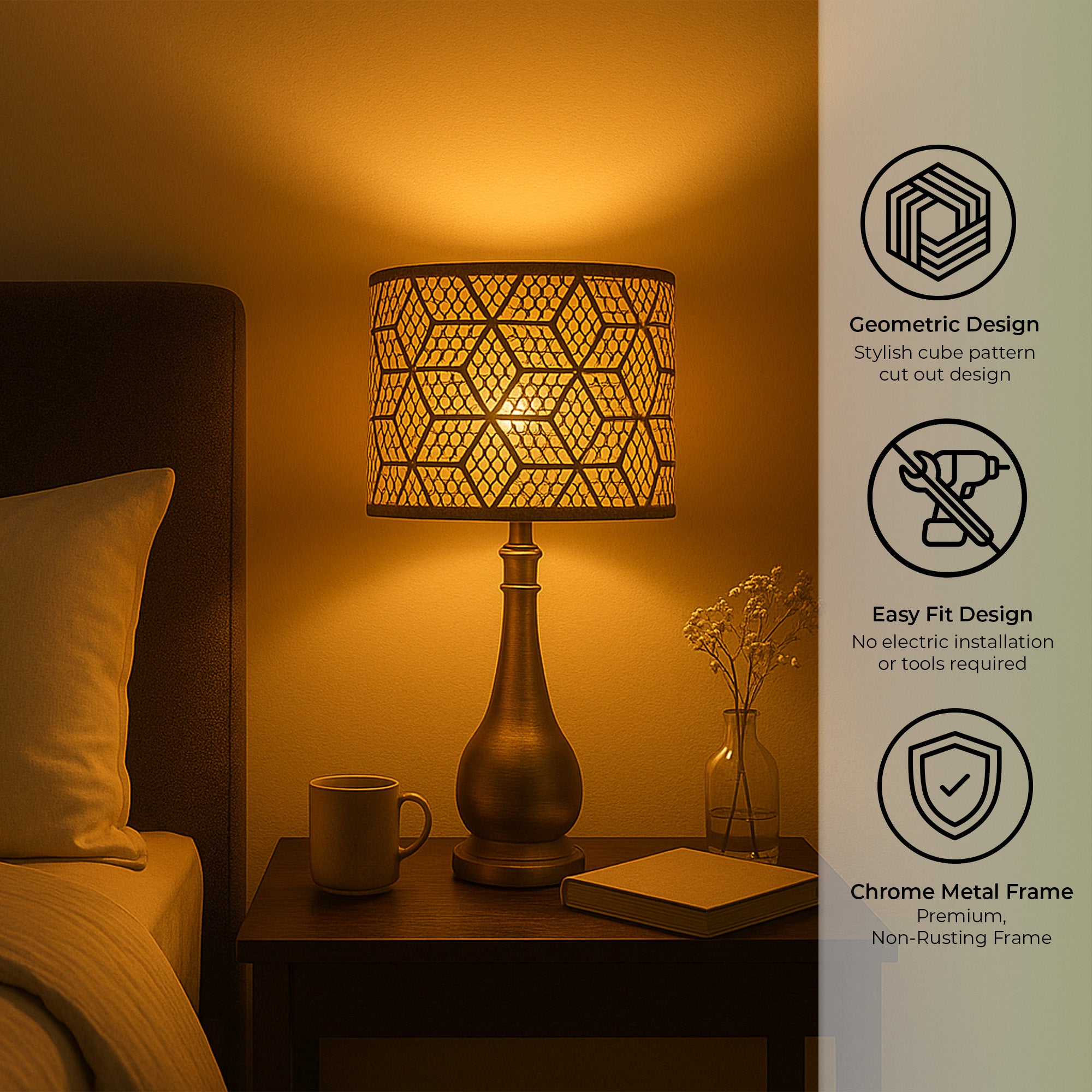 Modern Decorative Chrome Metal Drum Shade