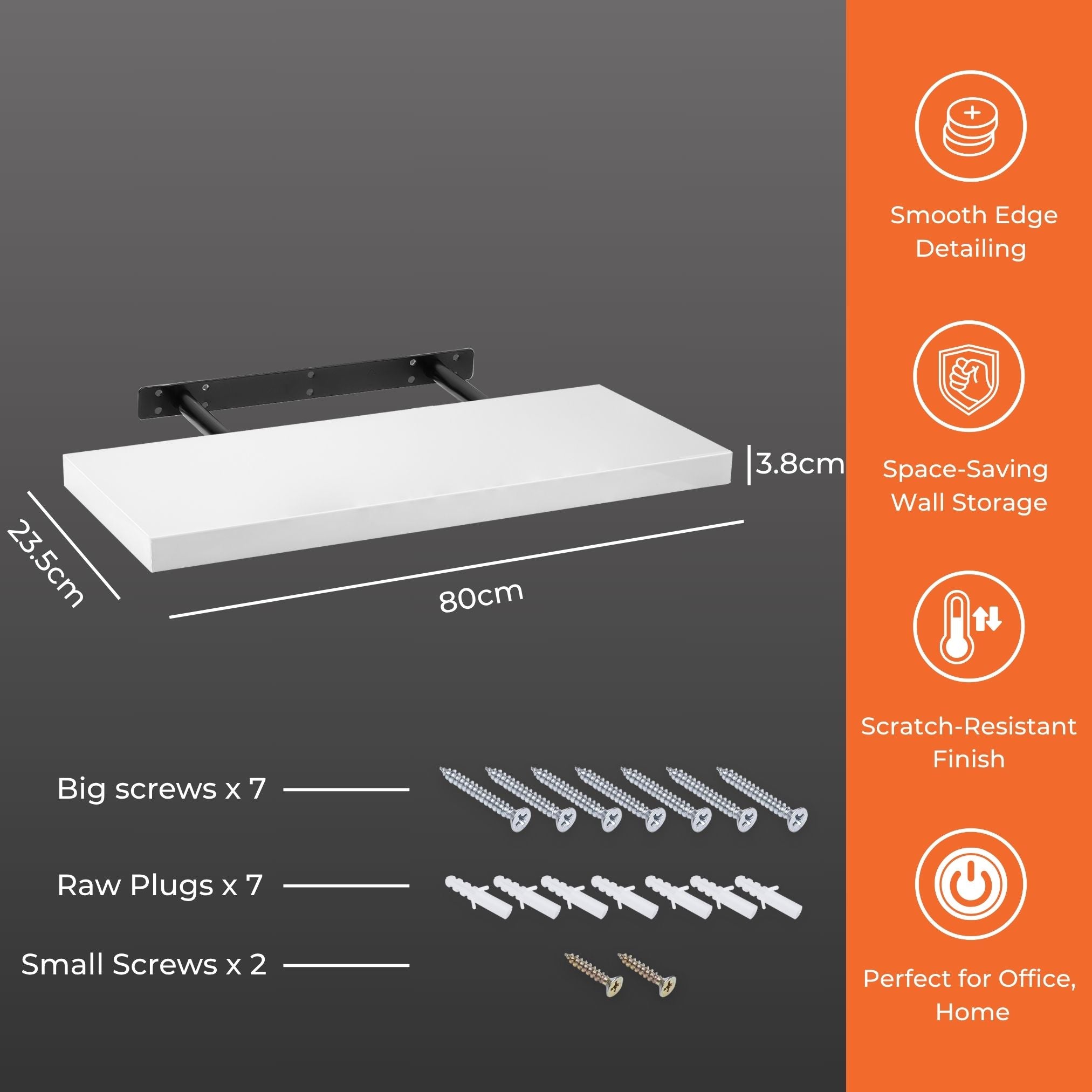 High Gloss Floating Wall Shelf - 80CM