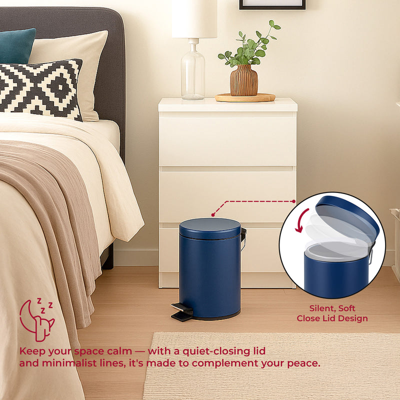 3L soft close waste bin in matte grey featuring a removable inner bucket for easy cleaning.