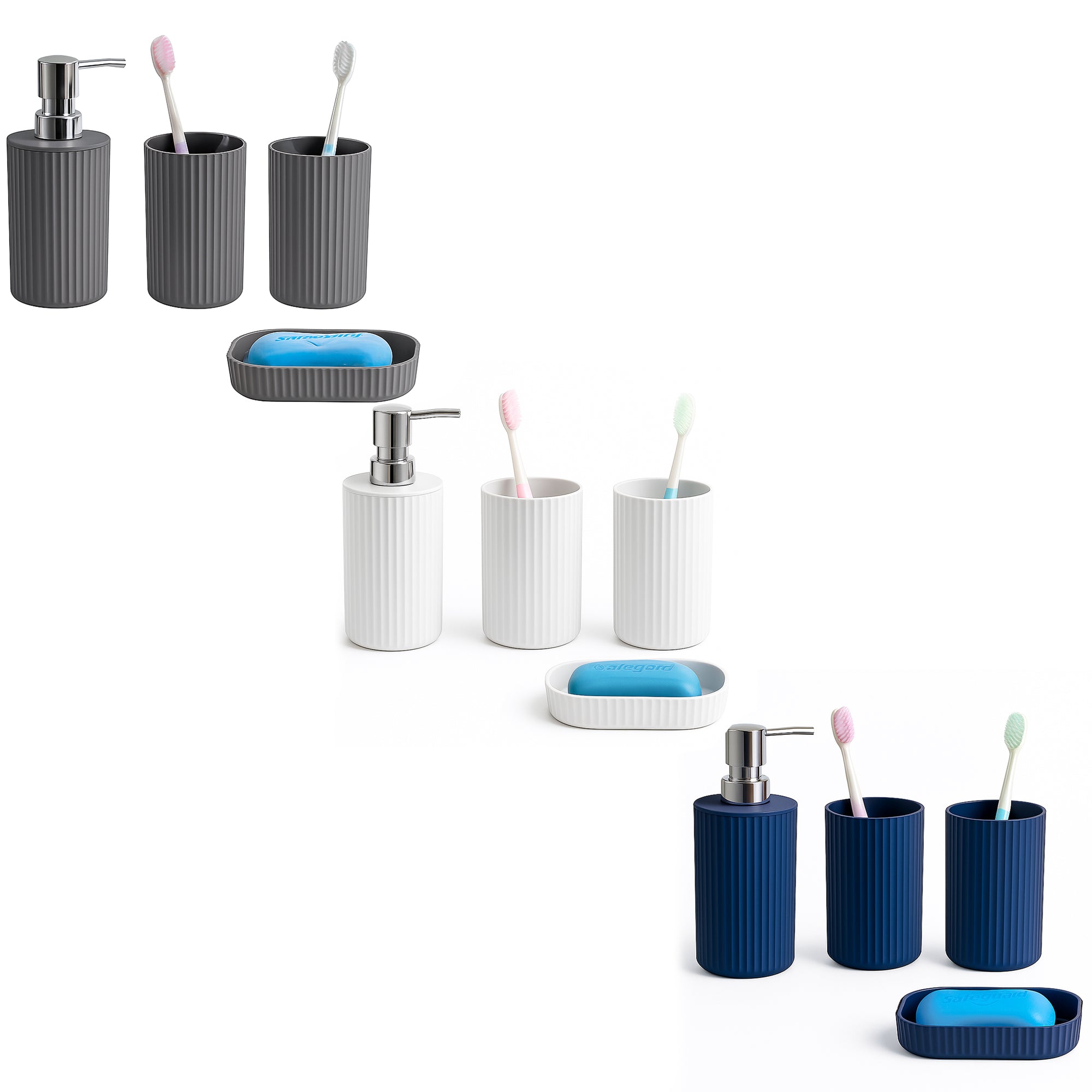 4 Pc Bathroom Accessory Set - Rubber Coated