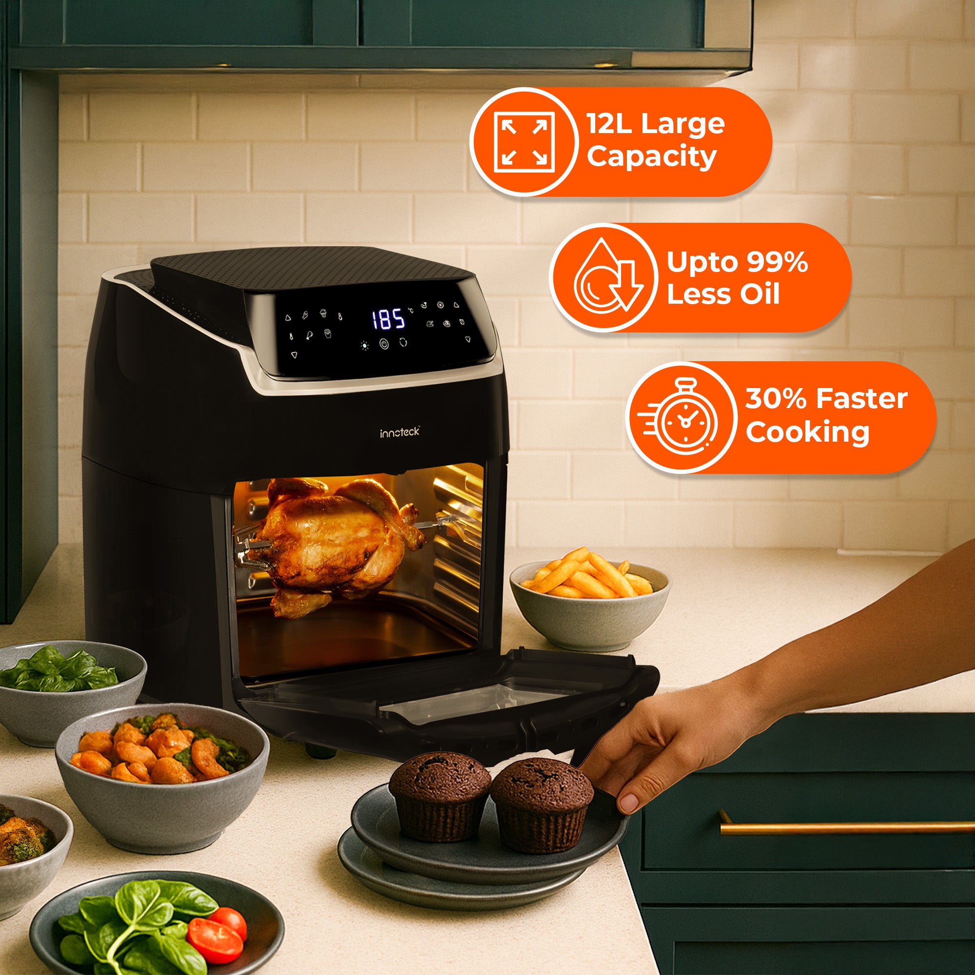 12L Digital Air Fryer Oven with Rotisserie and Dehydrator