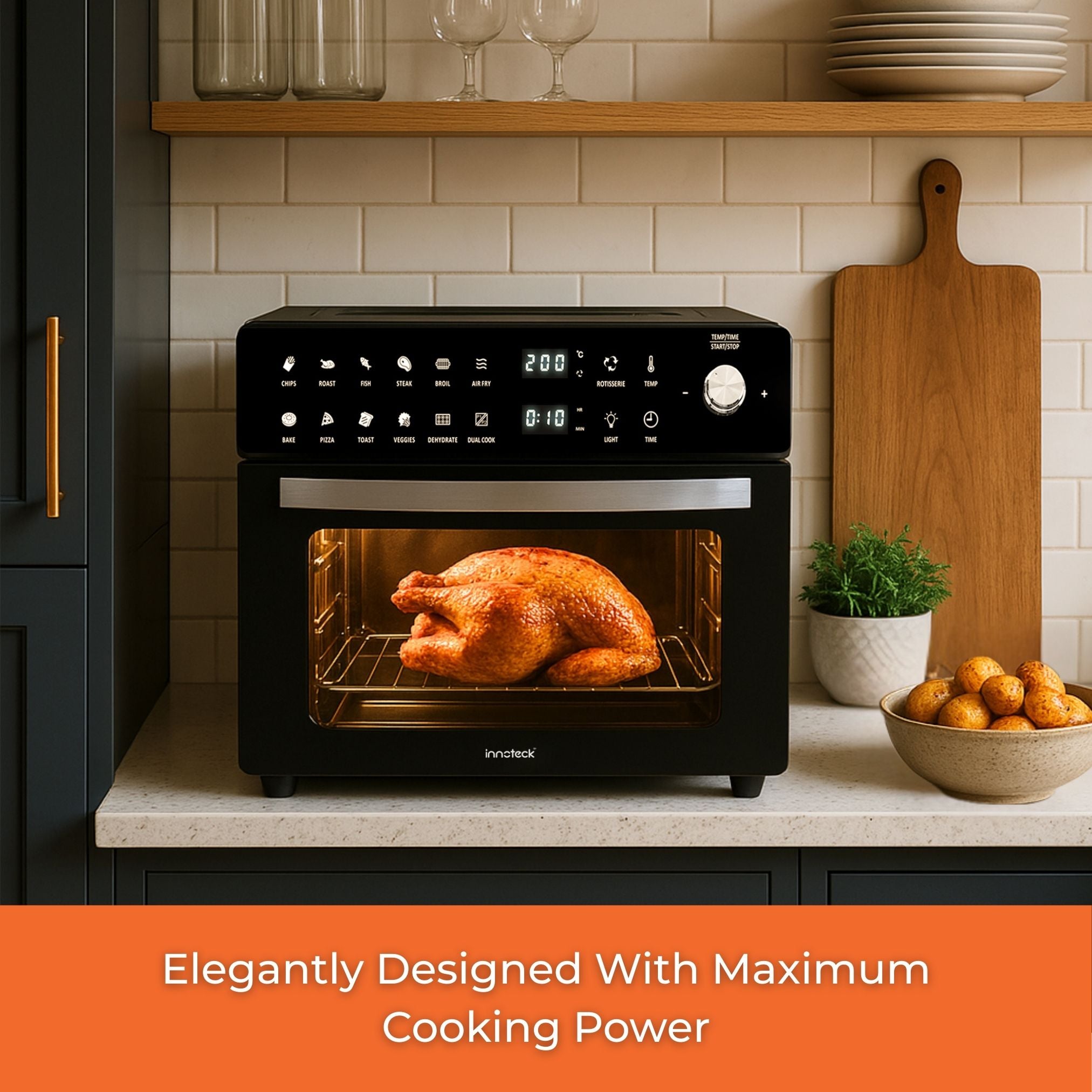26L Digital Air Fryer Oven with Touch Control and Dual Cook
