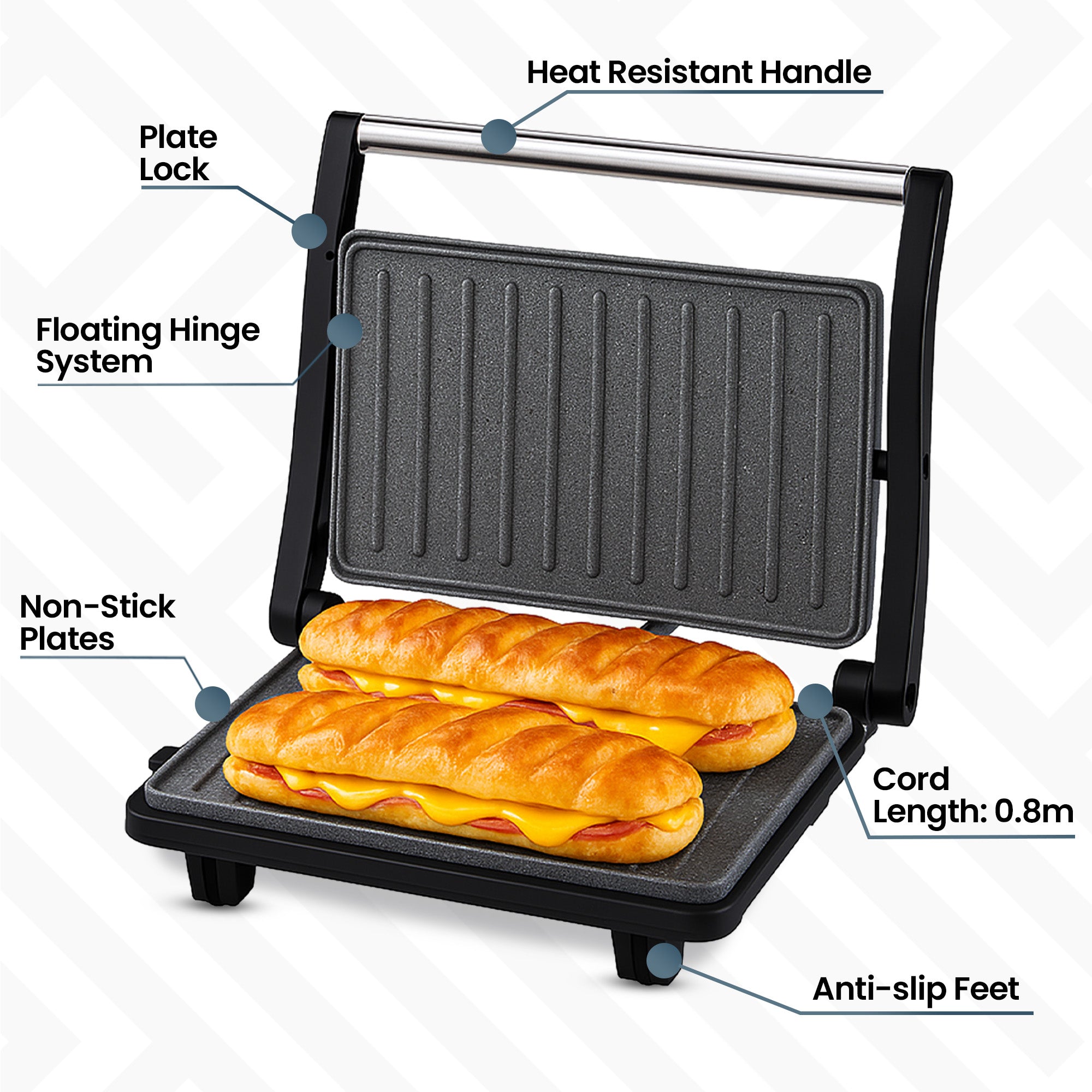 Non Stick Sandwichera Grill Panini SUSTEAS Panini Press Grill