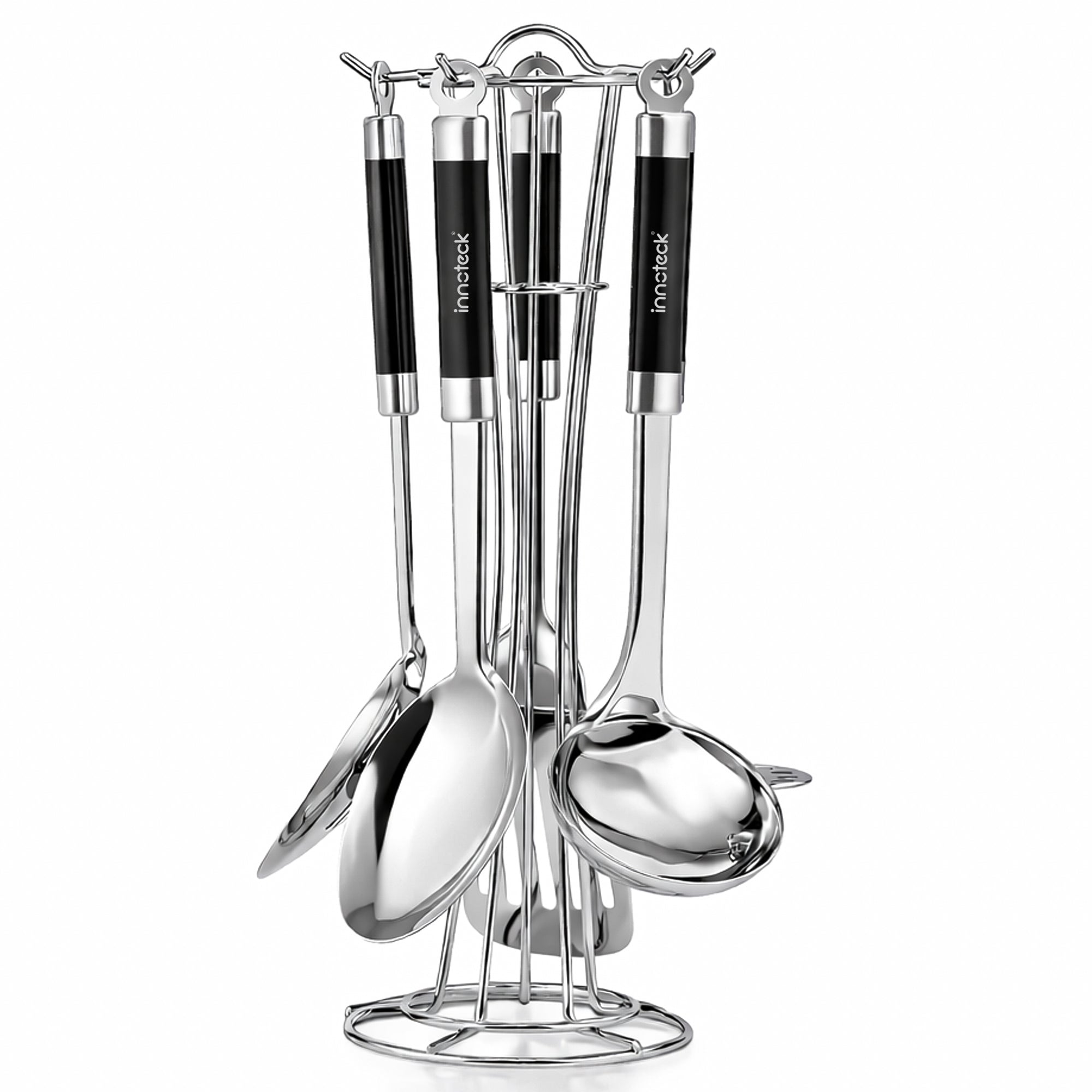 5 Pc Stainless Steel Kitchen Utensil Set with Wire Stand