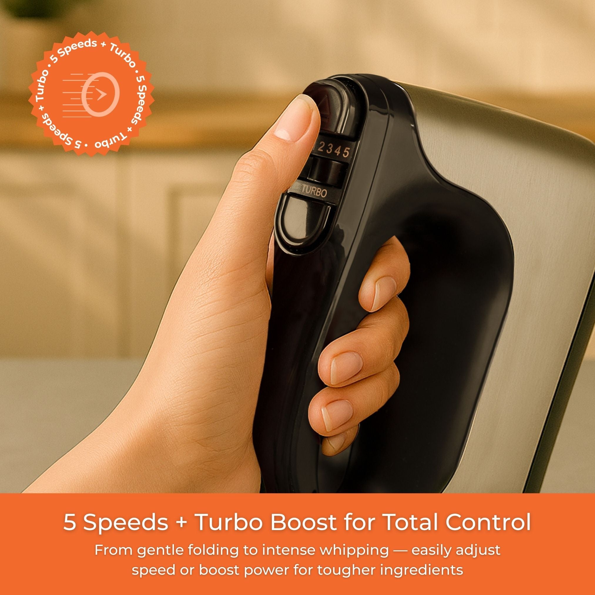 Hand Mixer 5 Speed Turbo with Stainless Steel Beaters | Innoteck