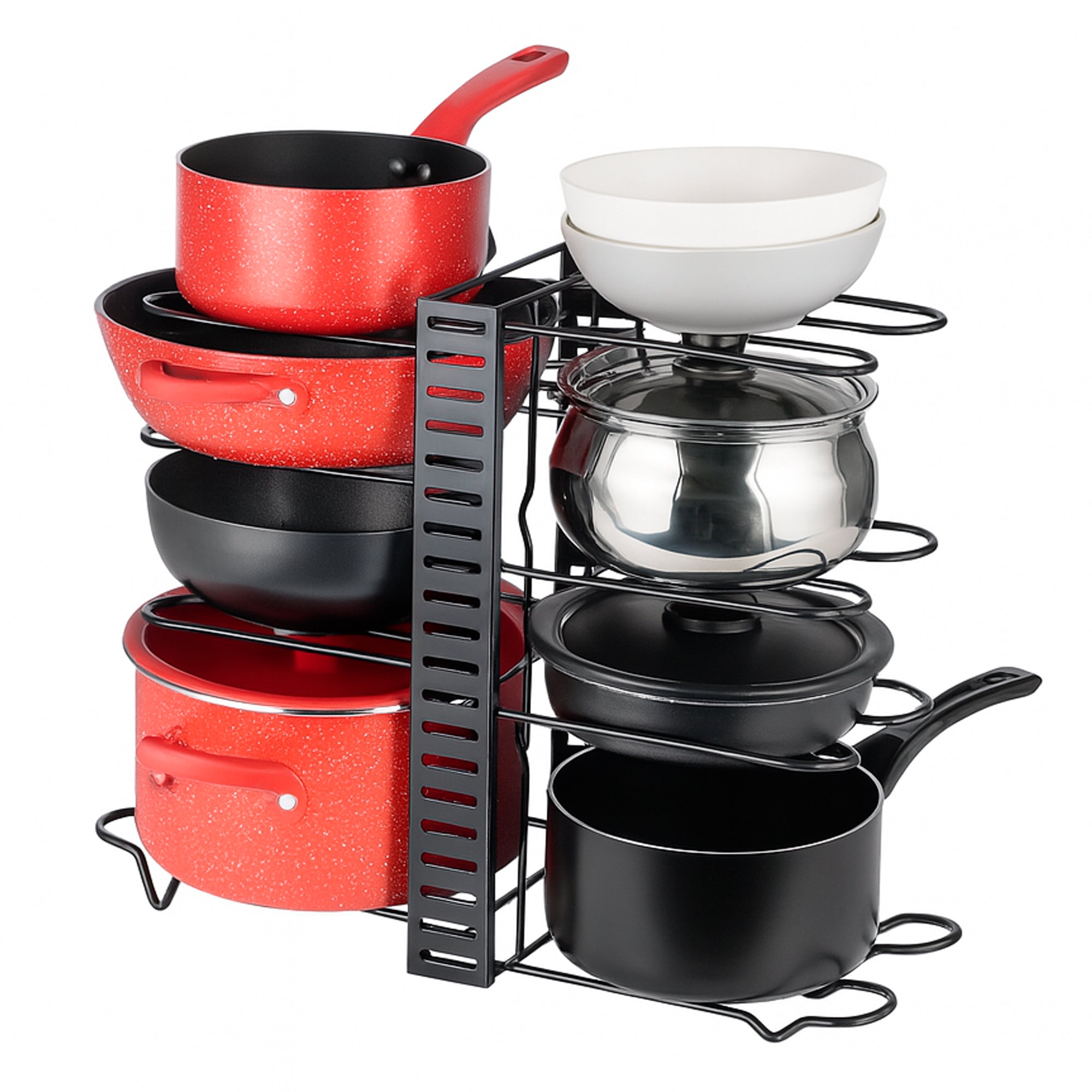 Adjustable Metal Pot Rack with 8 Dividers