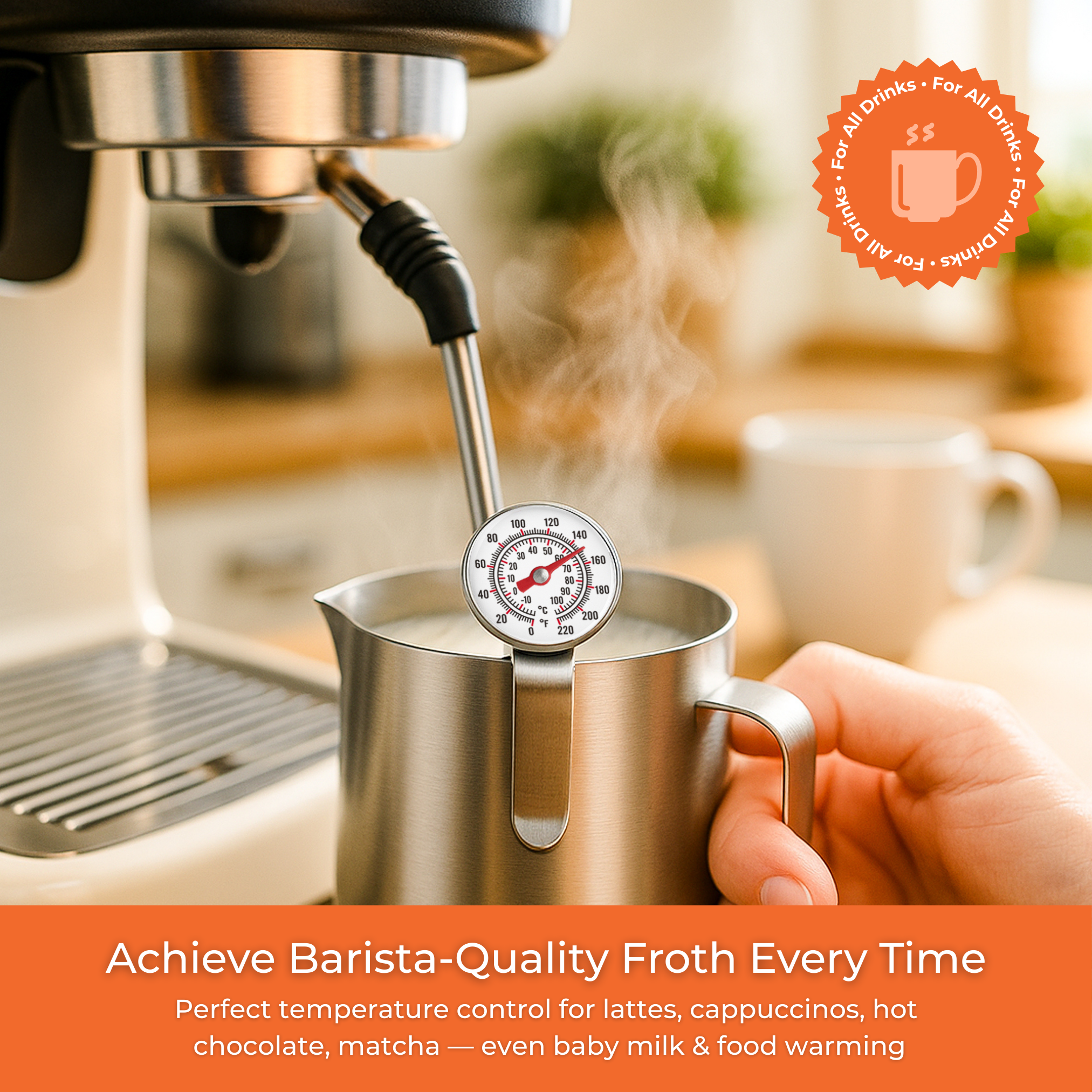 Stainless Steel Milk Frothing Thermometer