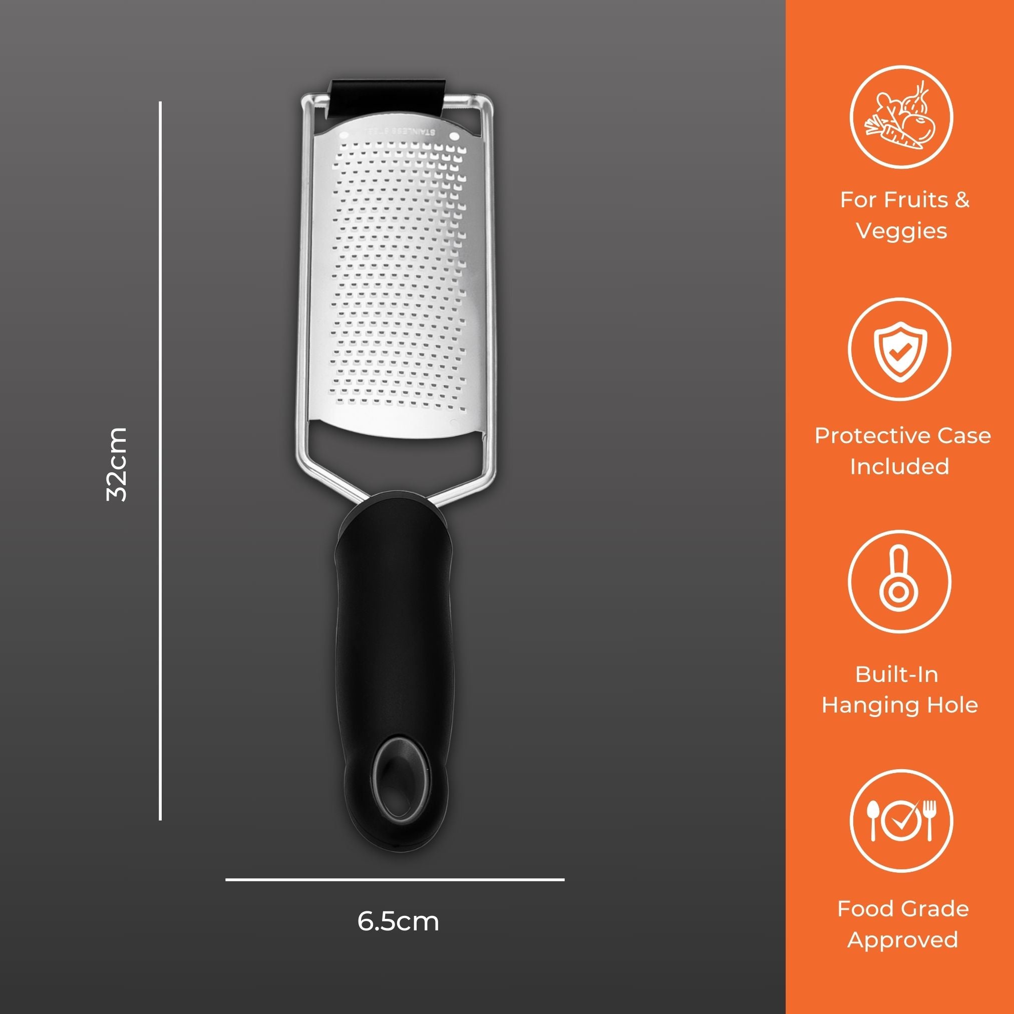 Fine Grater with protective case size view