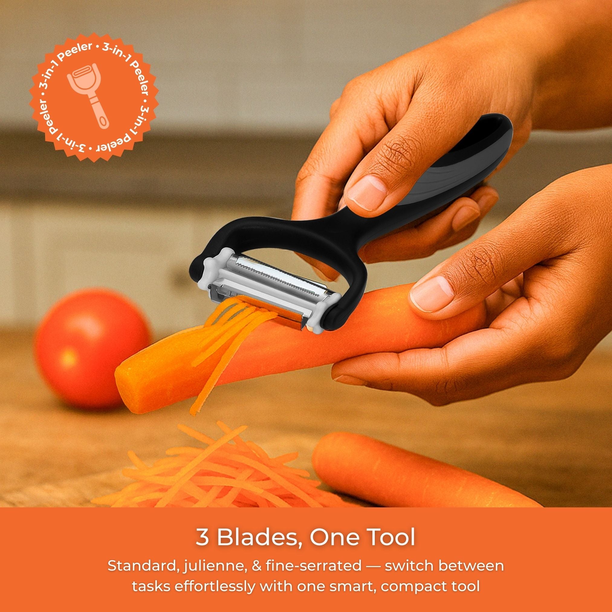 3 in 1 Multi-Functional Peeler with Stainless Steel Blades