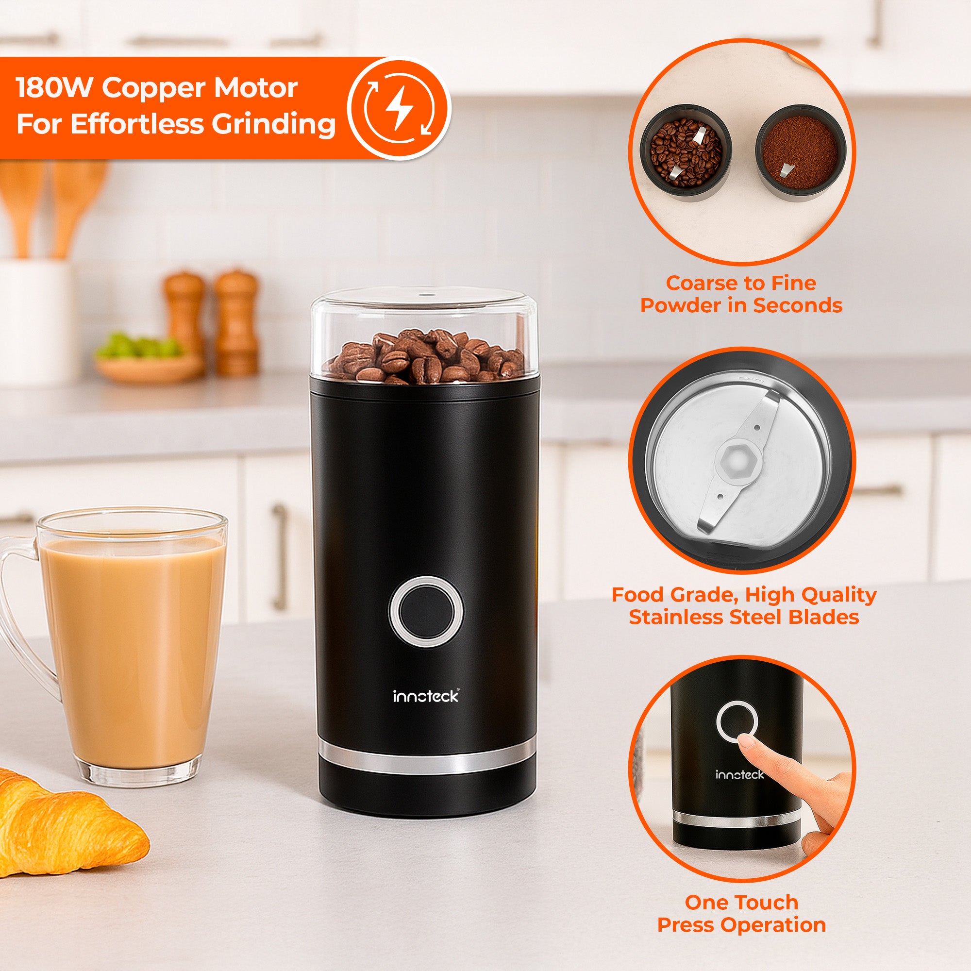 Electric Coffee Grinder with Brush