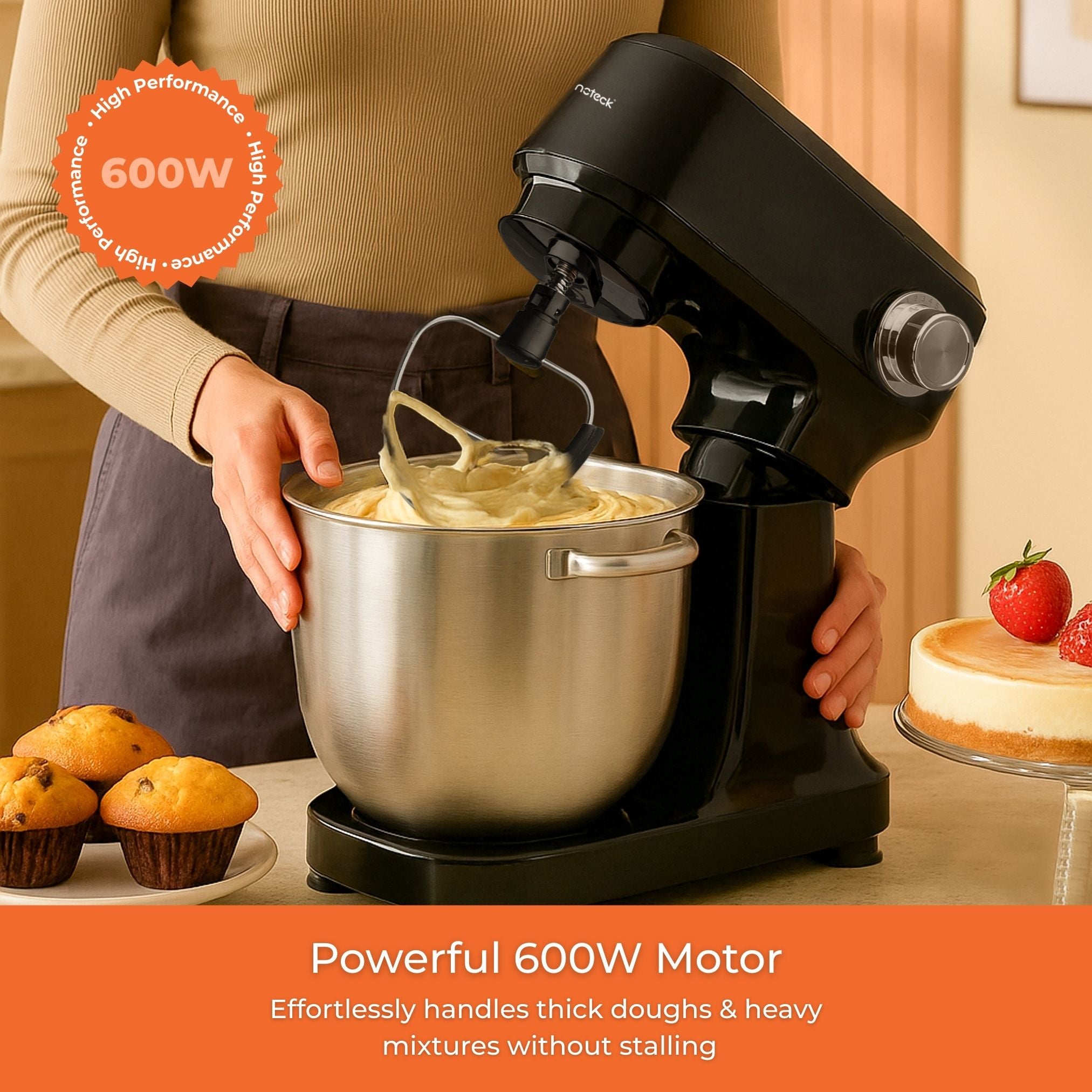4.5L Stand Mixer – 600 W, 12-Speed, Stainless Steel Bowl