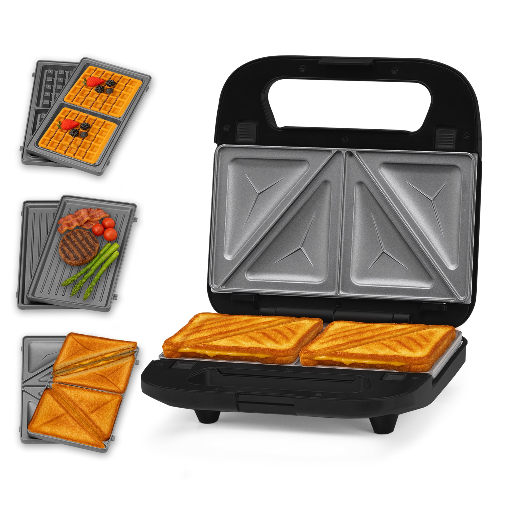 3-in-1 Snack Maker – Sandwich, Waffle & Grill Plates