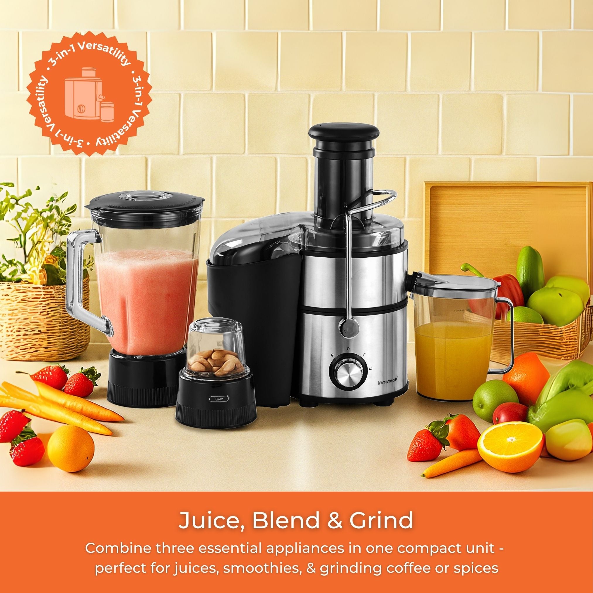 3-in-1 Juicer, Blender and Grinder Set