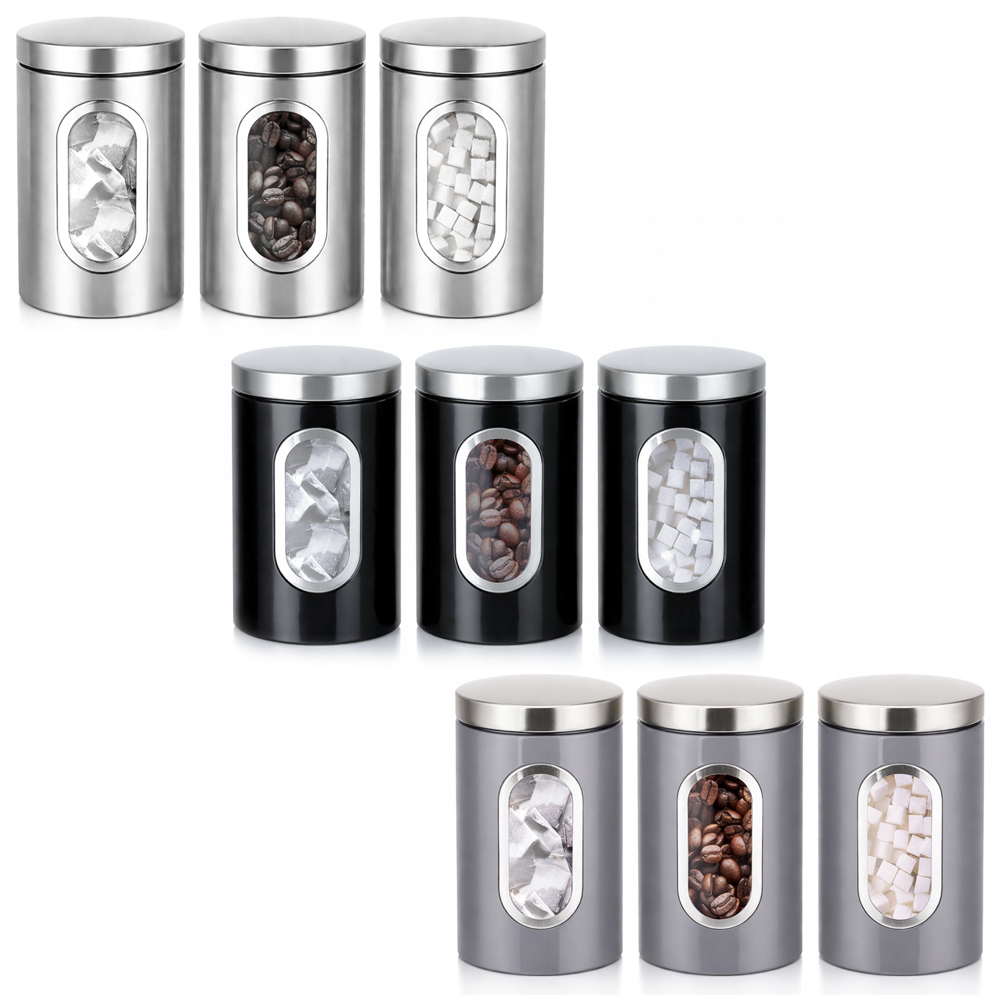 3 Pc Kitchen Canister Set with Viewing Window
