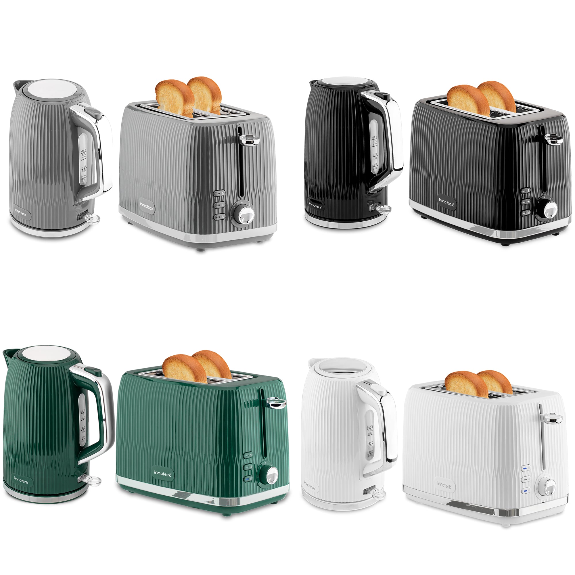 1.7L Electric Kettle and 2 Slice Toaster Set